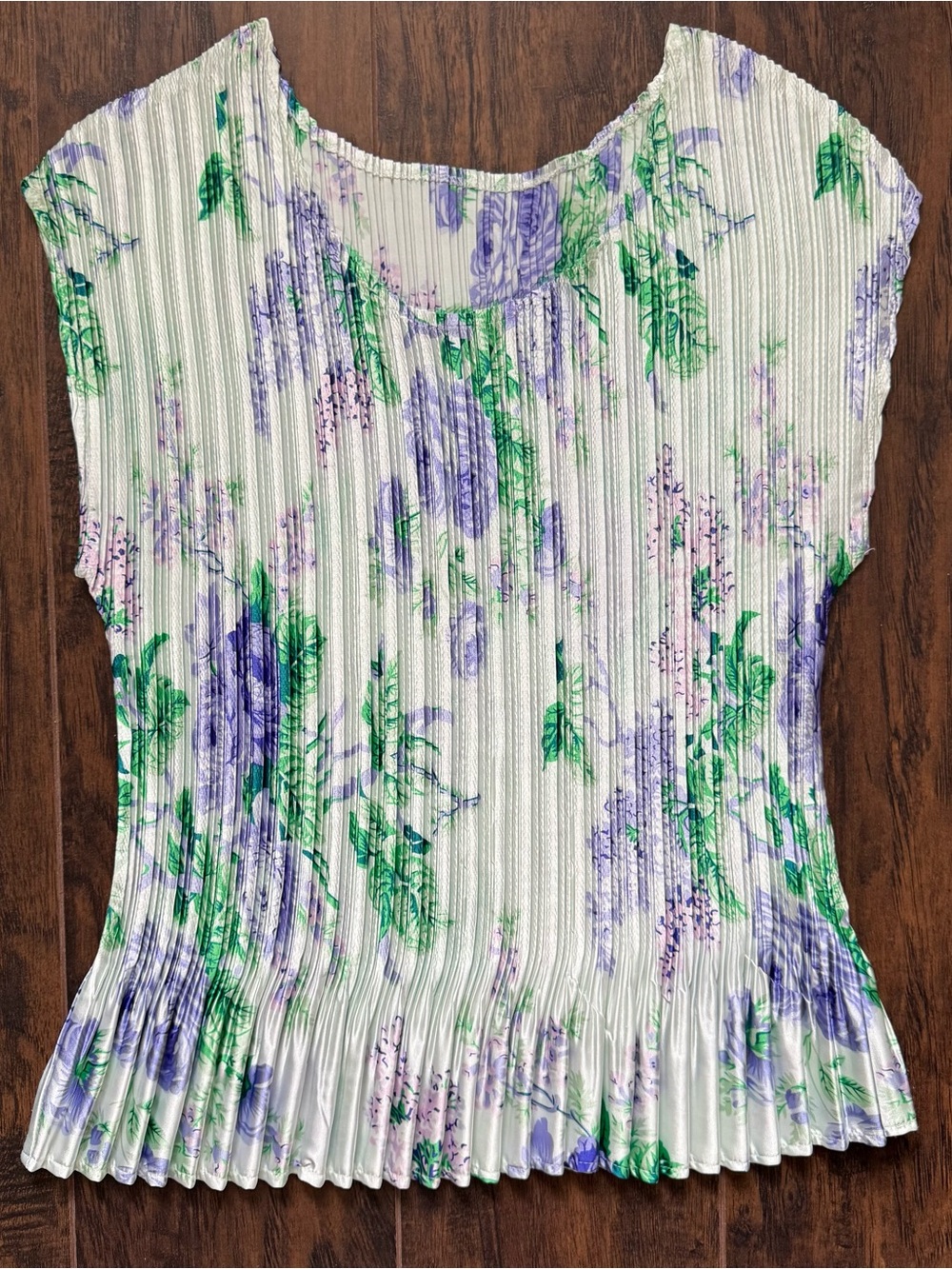 Satin Pleated Medium Floral Print Blouse
